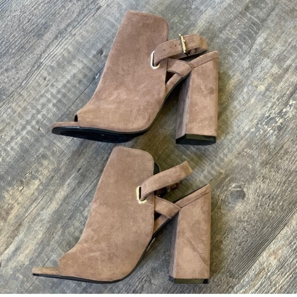 SO ME • Faux Suede Open Toe Heeled Booties - Picture 2 of 5